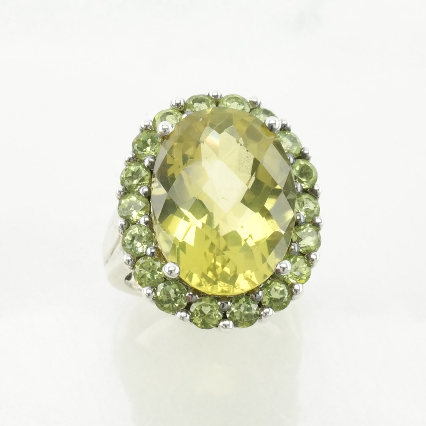 Vintage Sterling Silver Ring Lemon Quartz Peridot Yellow Size 6 1/4