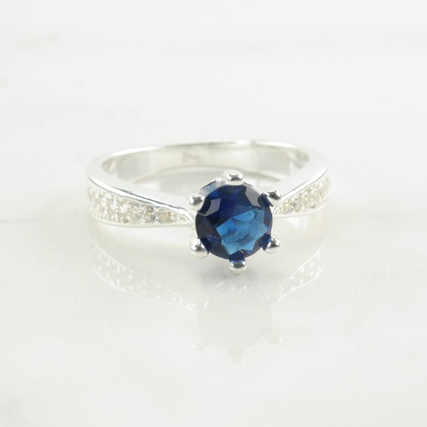 Sterling Silver Ring CZ Round Size 6-8