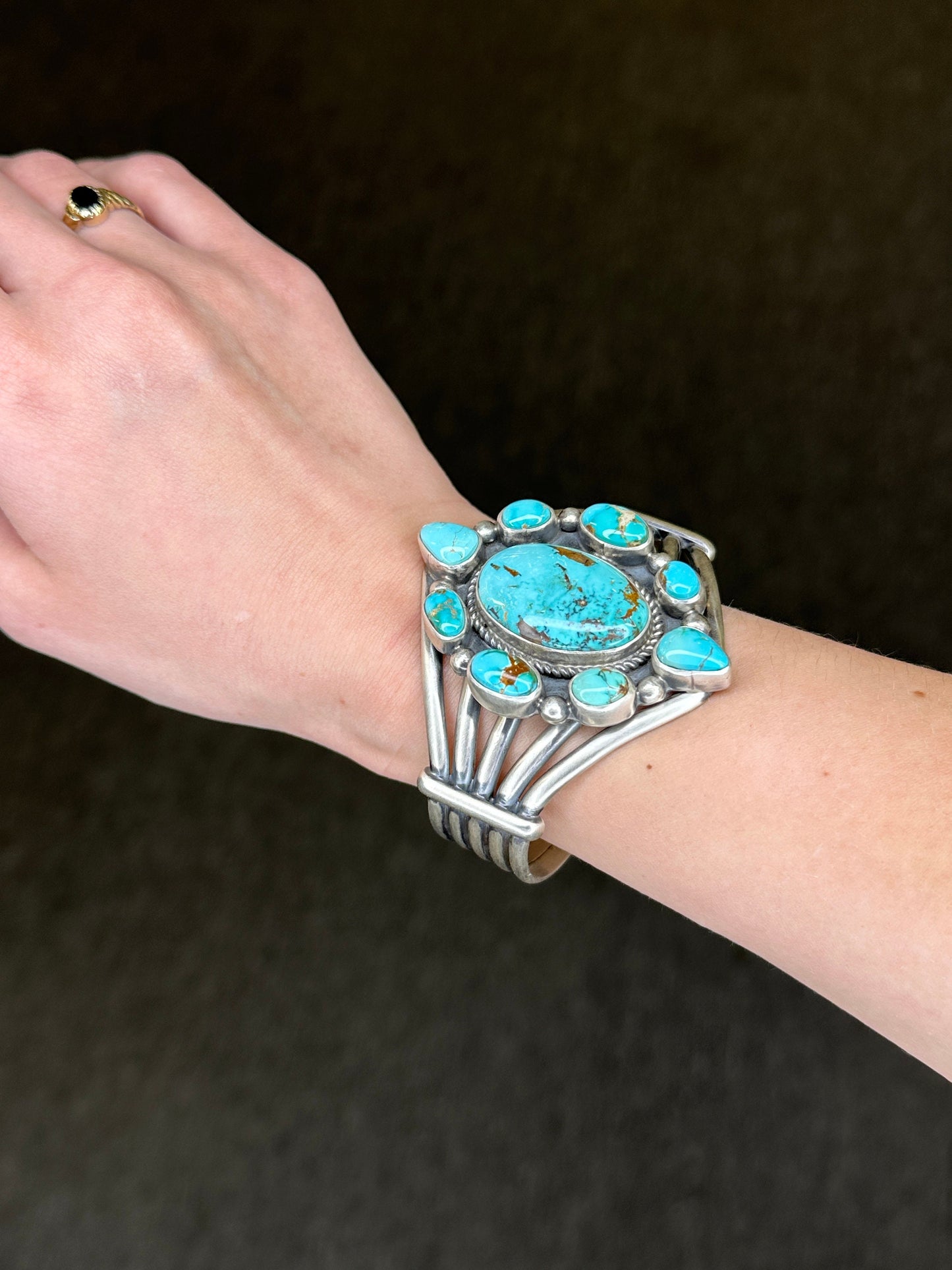 Royston Turquoise Sterling Silver Cuff Bracelet Native American