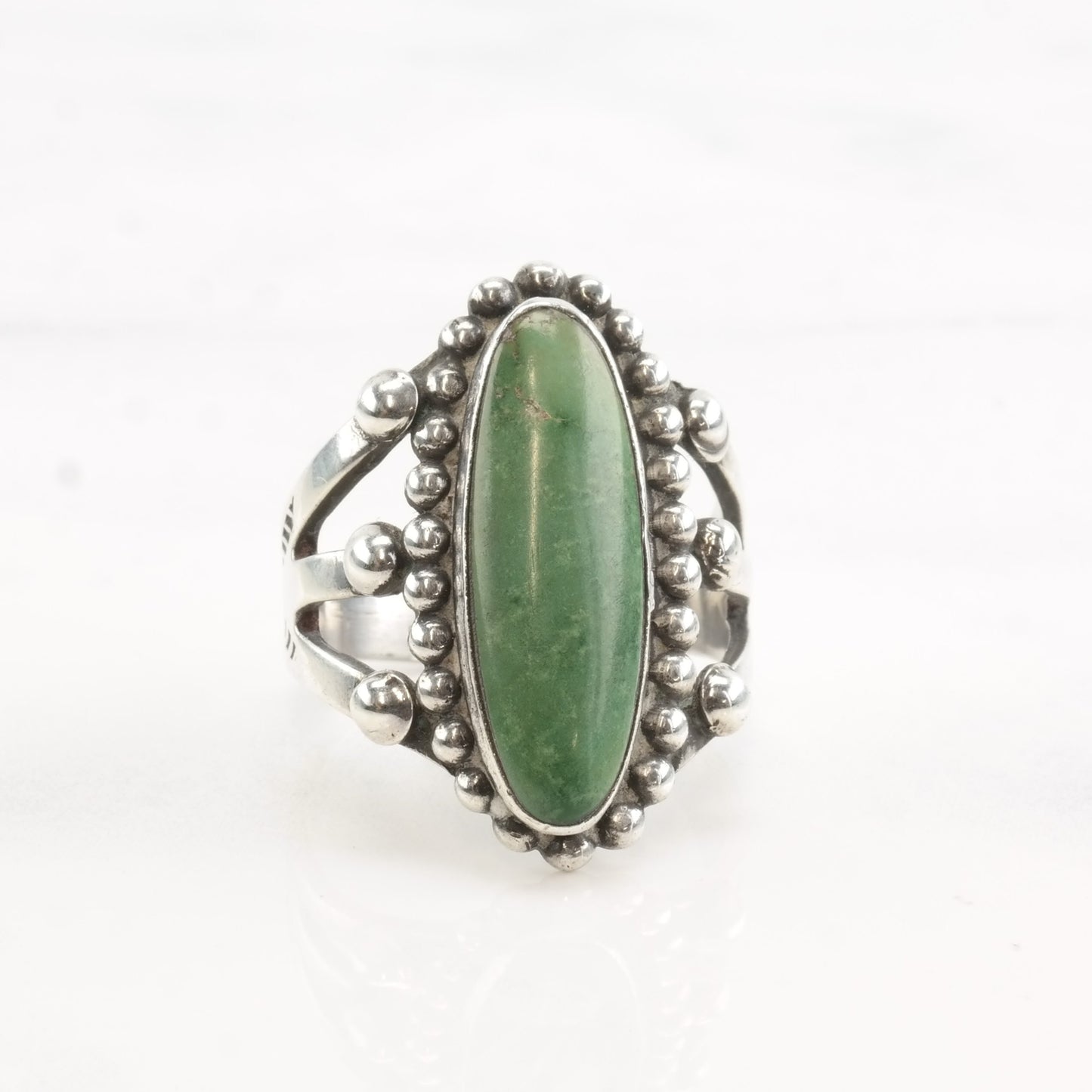 Vintage Fred Harvey Era Silver Ring Cerrillos Turquoise Oval Sterling Size 8 1/4