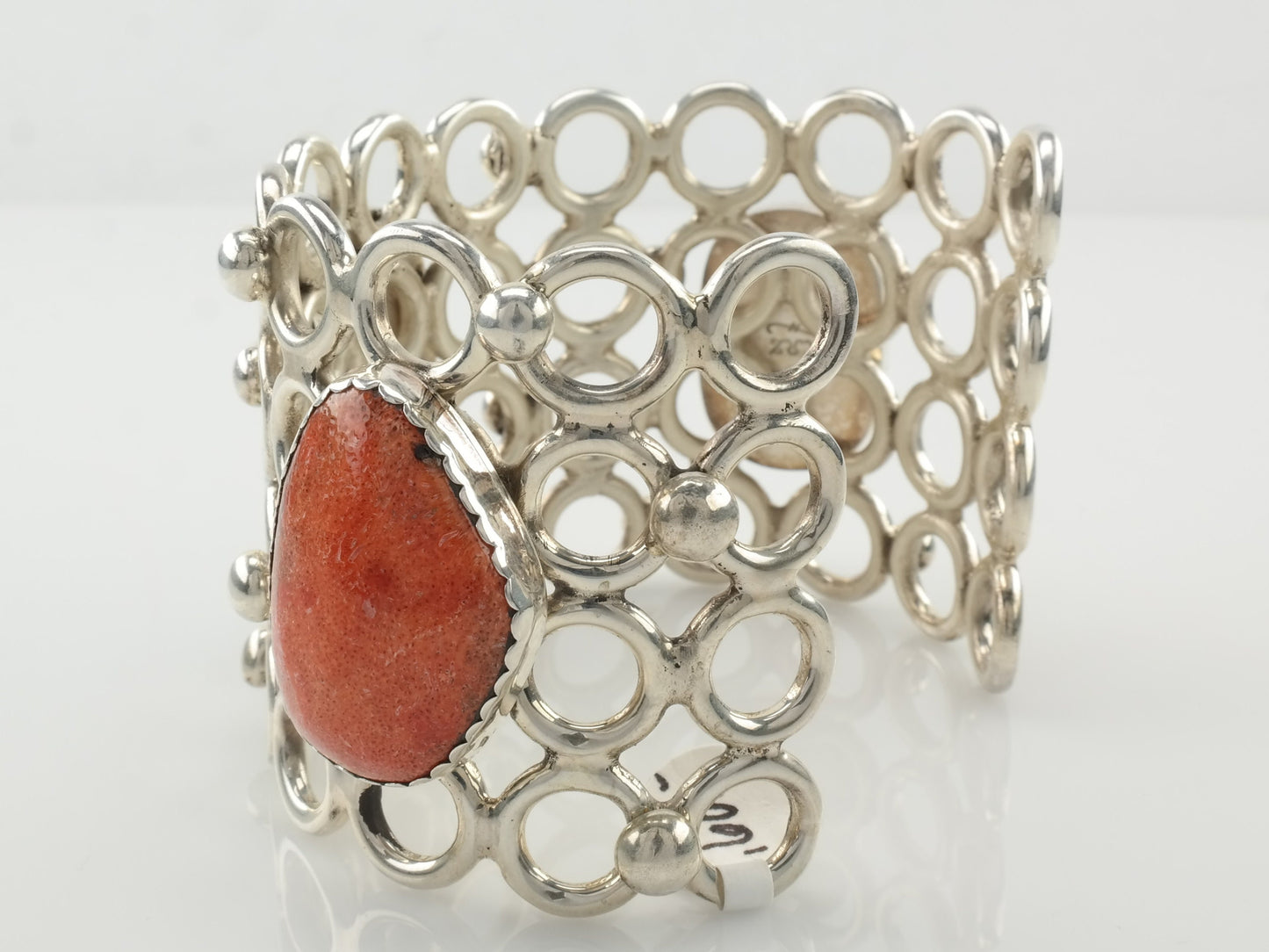 Turquoise Coral Sterling Cuff Bracelet Silver