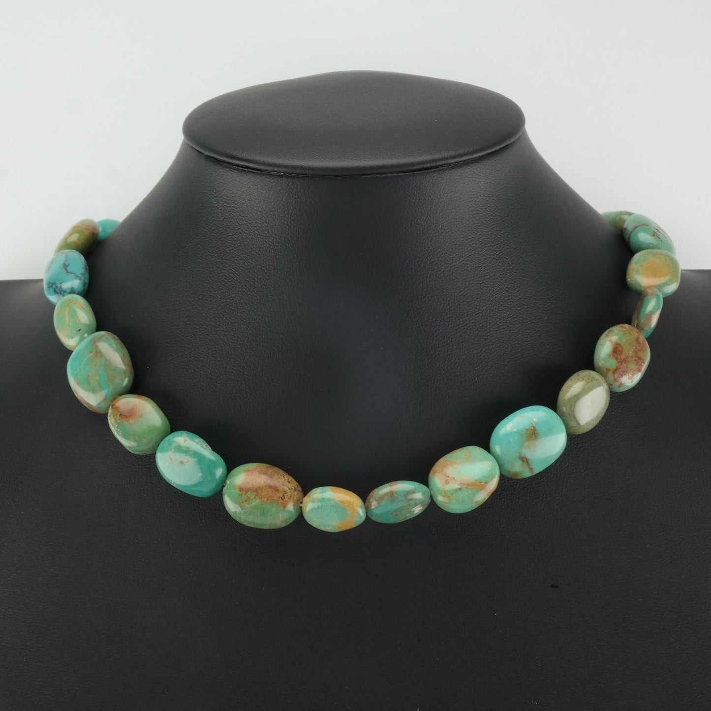 Vintage Relios Turquoise Bead Necklace Sterling Silver