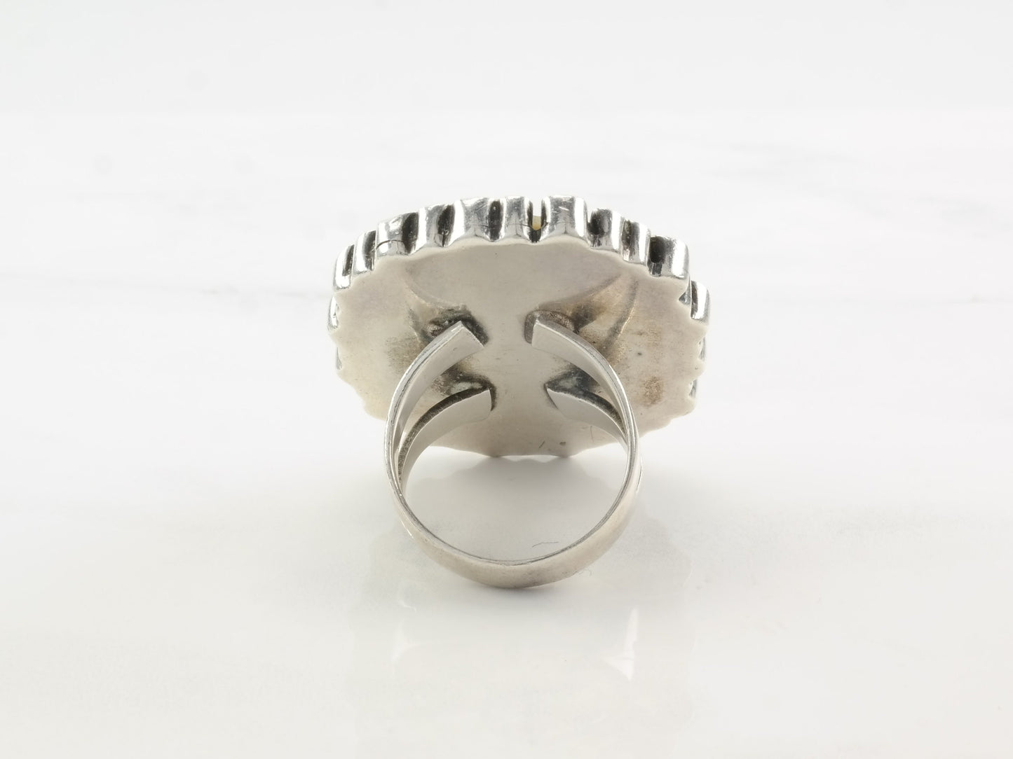 Vintage Sterling Silver Ring MOP Inlay Kachina, Dancer Size 7 3/4