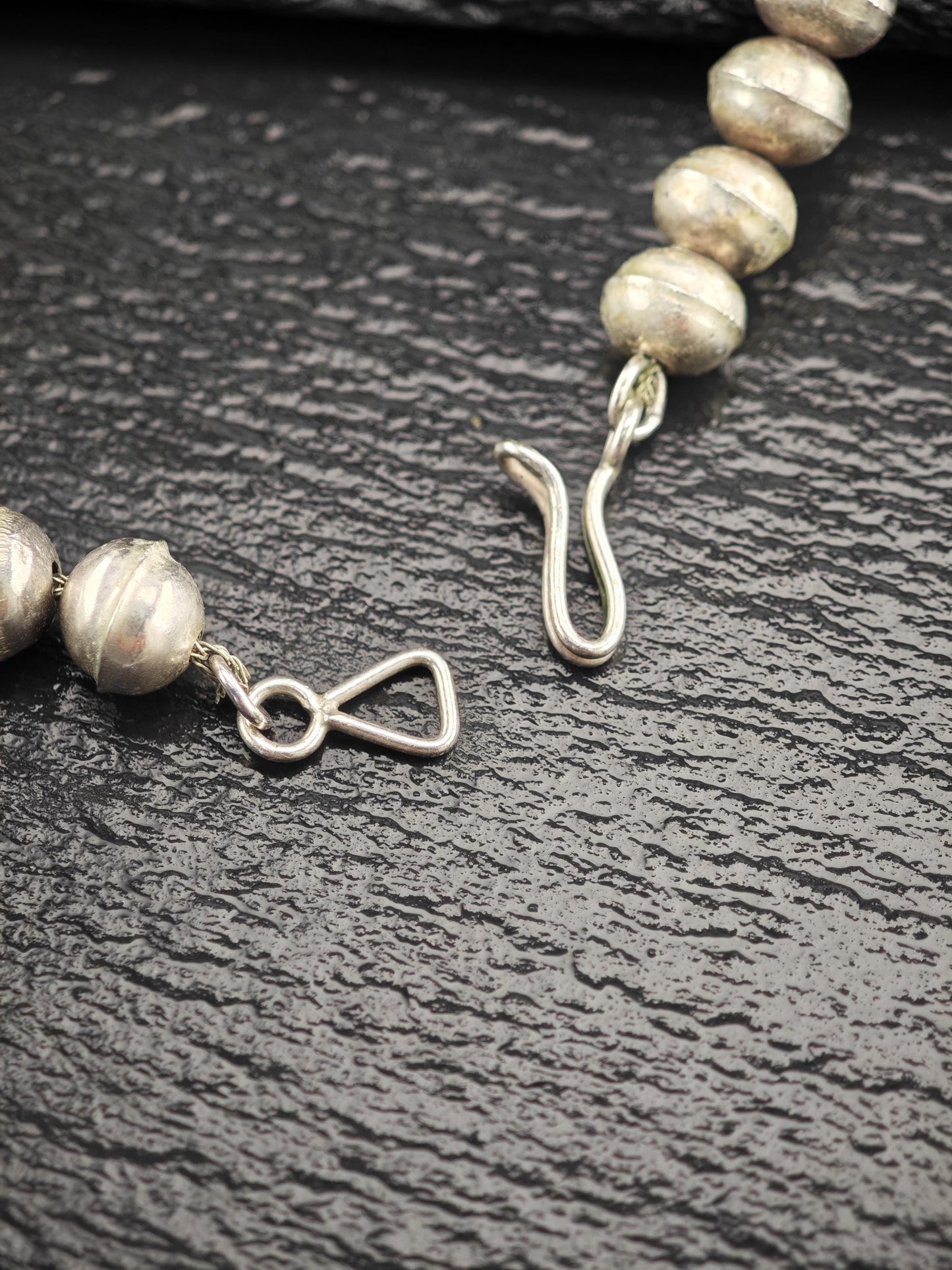 Native American Blue Smokey Bisbee, Large Squash Blossom Necklace Sterling Silver