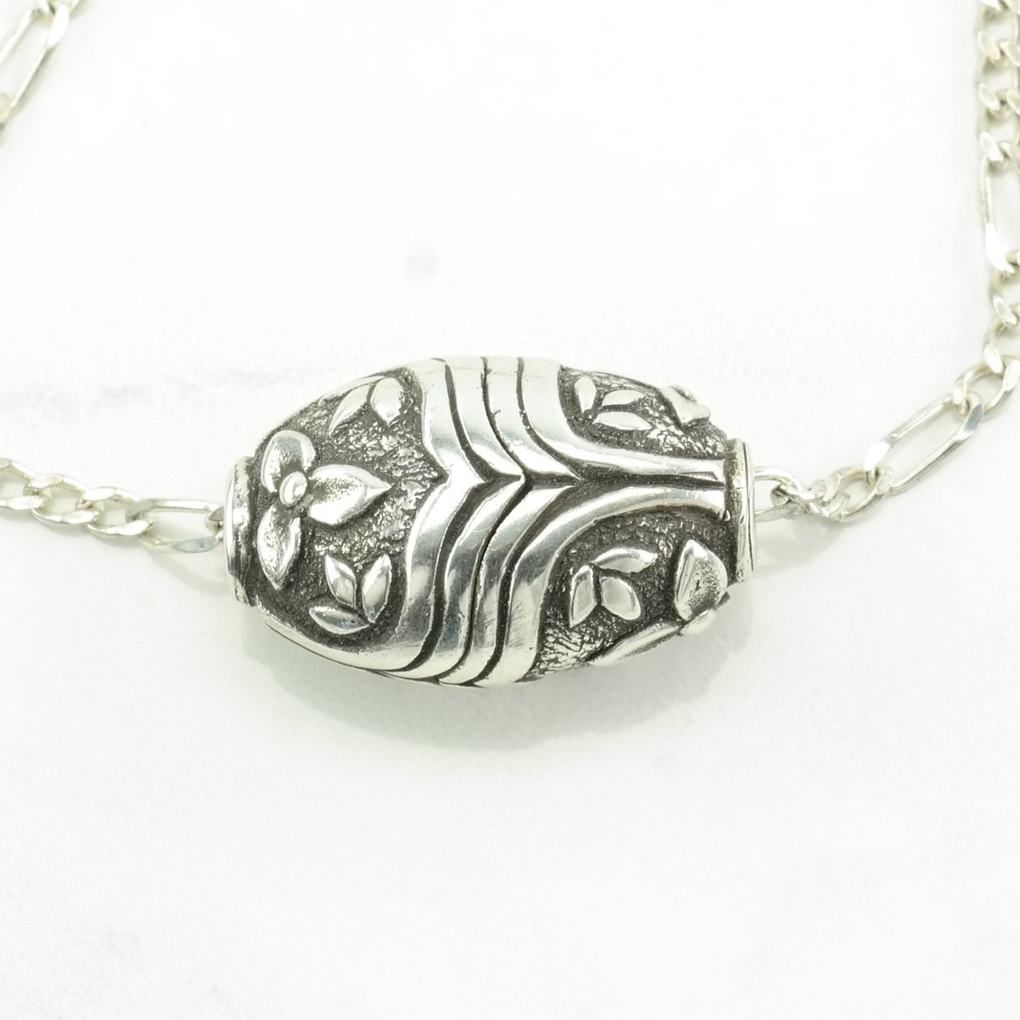 Sterling Silver Link Bracelet Floral BR2448