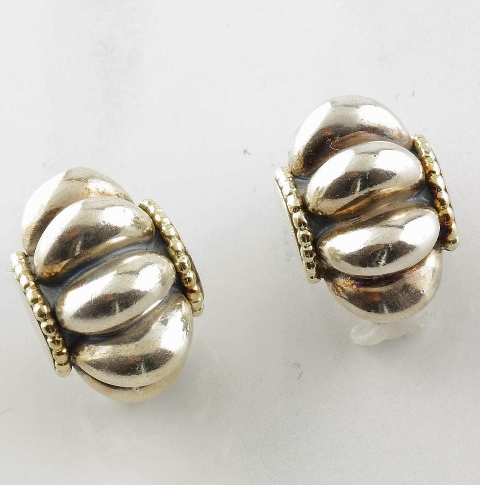 Sterling Silver 18k Gold Scalloped Earrings