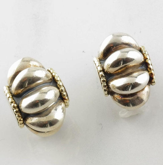 Sterling Silver 18k Gold Scalloped Earrings