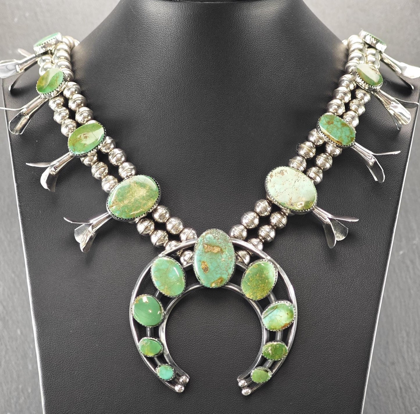 Vintage Southwest Sterling Silver, Pilot Mountain Squash Blossom Necklace