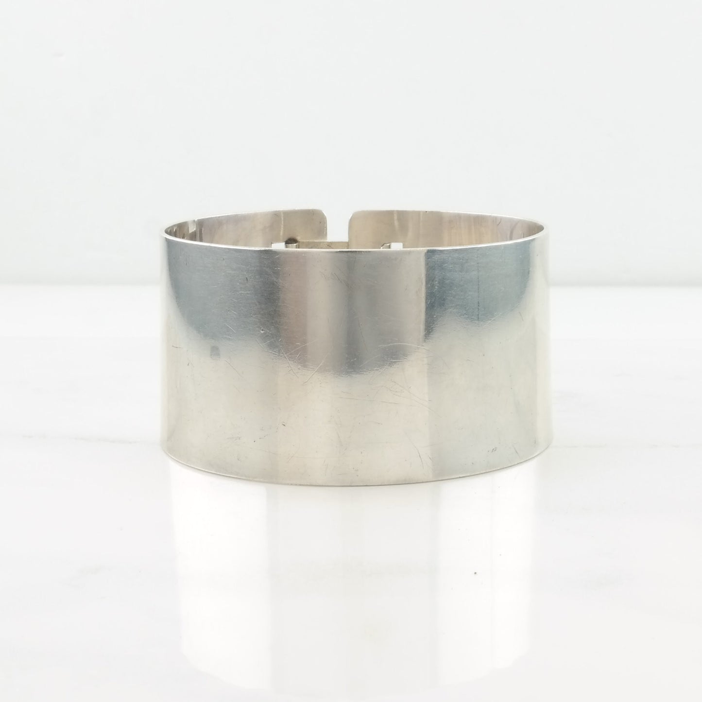 Vintage Sweden Sterling Silver Bangle Bracelet Blue Lapis Lazuli Wide, Modernist