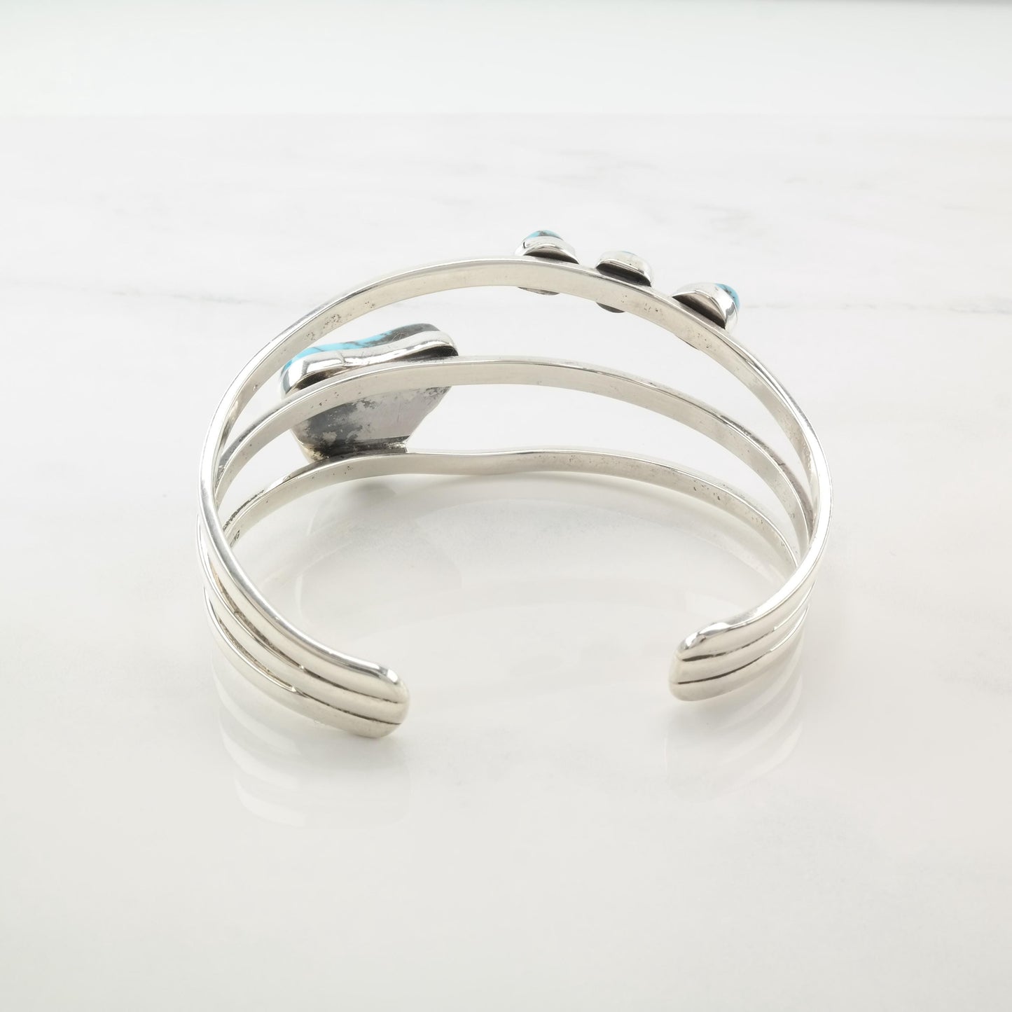 Southwest Kingman Turquoise Cuff Bracelet Sterling Silver Modernist