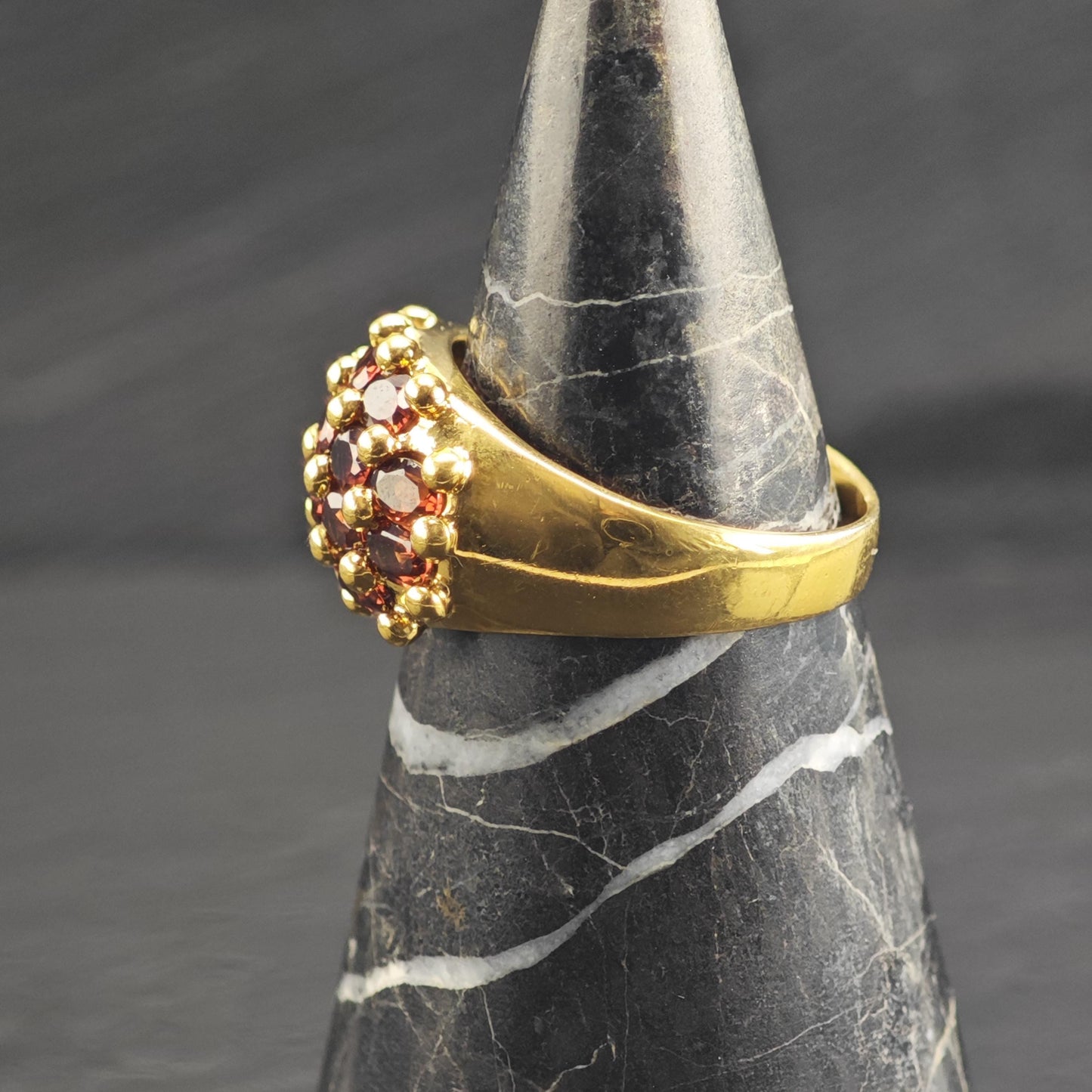 Gold-Plated Garnet Cluster Sterling Silver Ring Sz 10 1/4 R6749