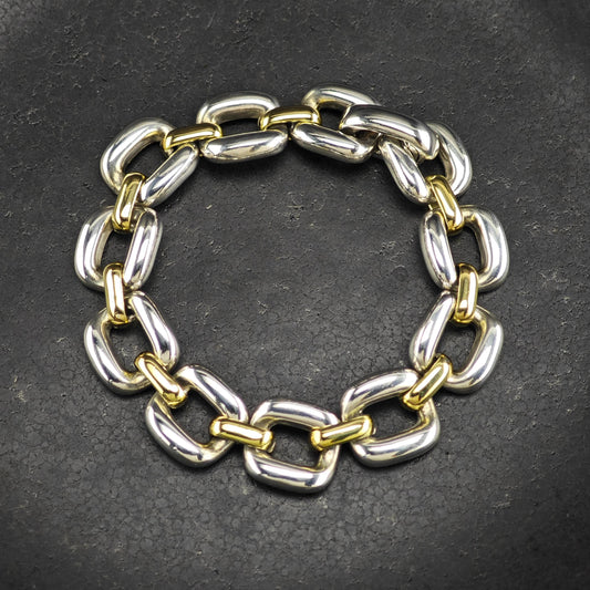 Modern 18k Gold & Sterling Silver Italy Bracelet
