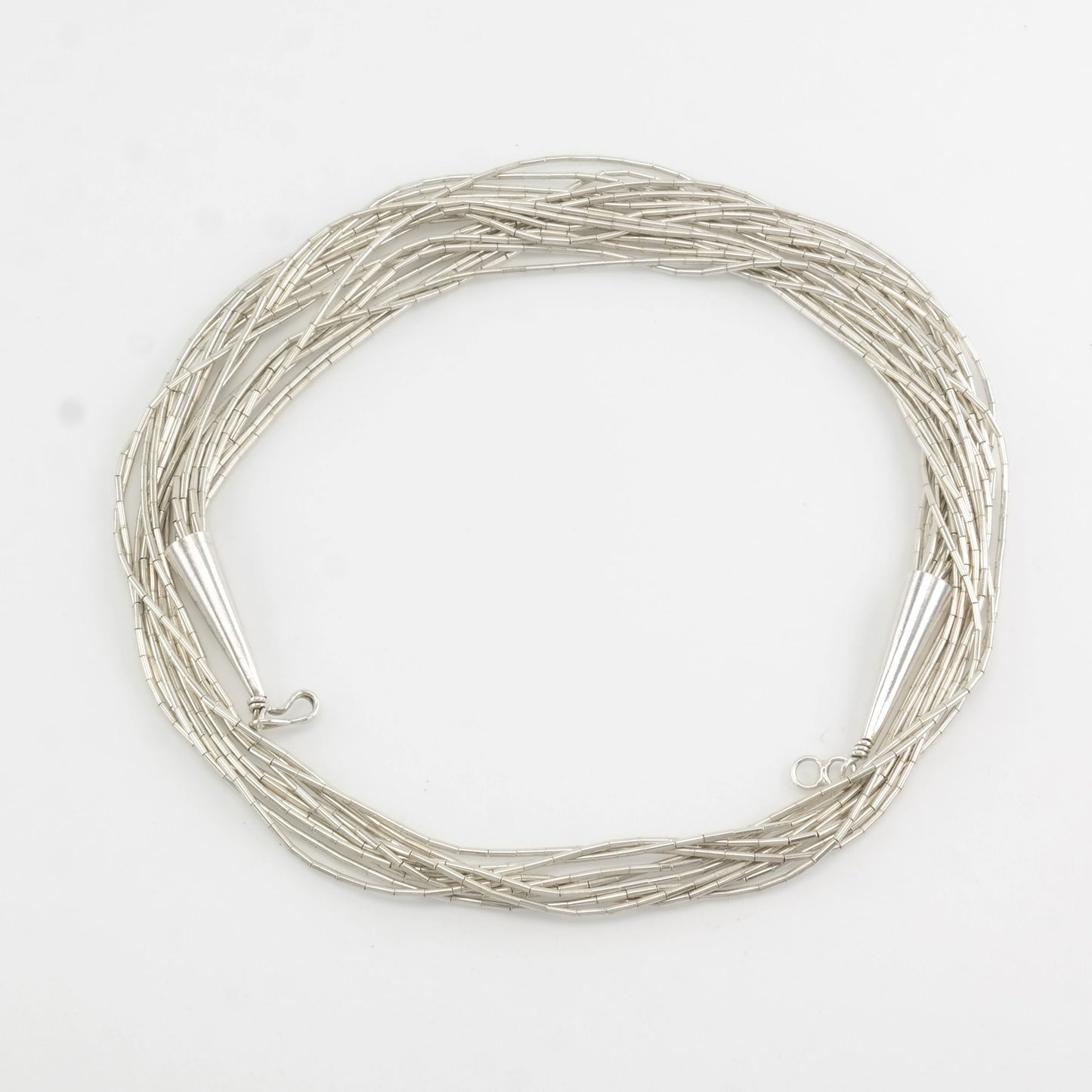 10 Strand Liquid Silver Necklace Vintage Southwest Sterling Silver