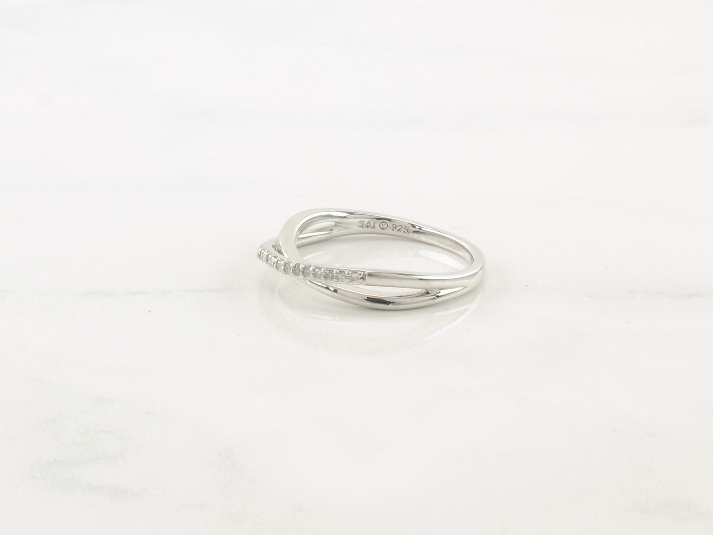 Vintage Pandora Sterling Silver Ring White Diamond Size 6 3/4