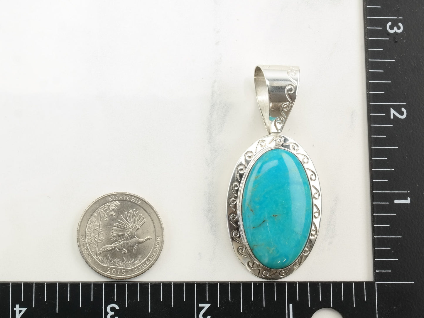 Vintage DTR Turquoise Sterling Silver Pendant