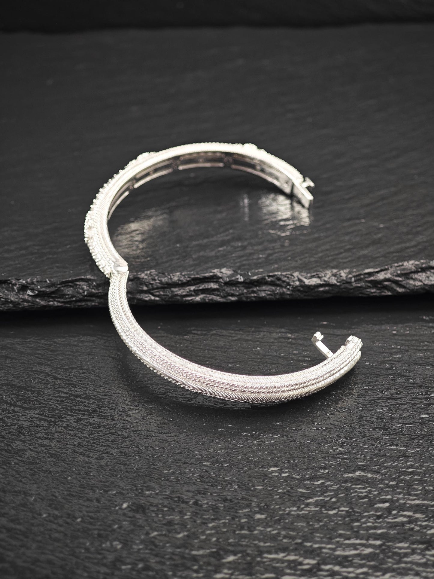 Judith Ripka DQCZ Bangle Bracelet Sterling Silver