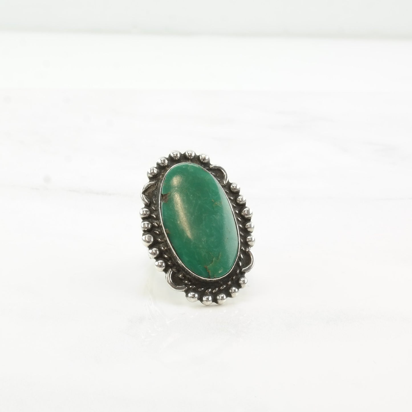 Vintage Fred Harvey Era Silver Ring Turquoise Oval Sterling Size 6