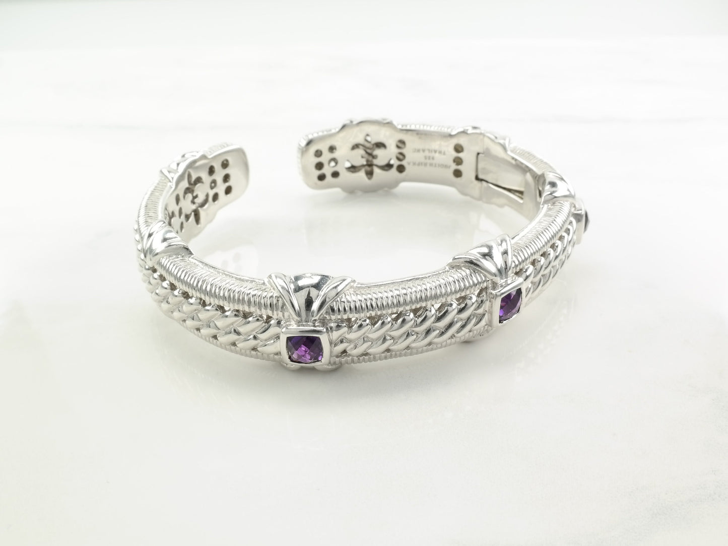 Judith Ripka Sterling Silver Cuff Bracelet Purple Amethyst
