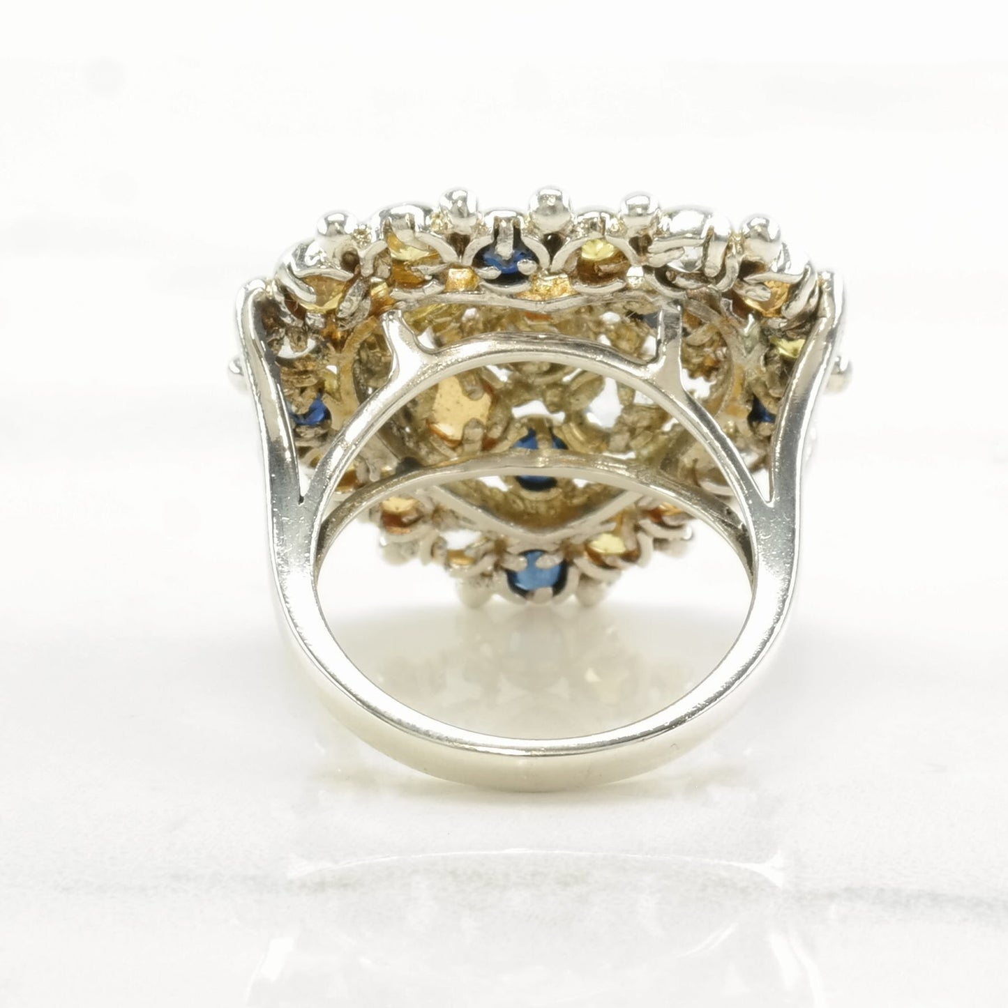 Vintage Sterling Silver Ring Citrine, Topaz, Sapphire Heart Size 7