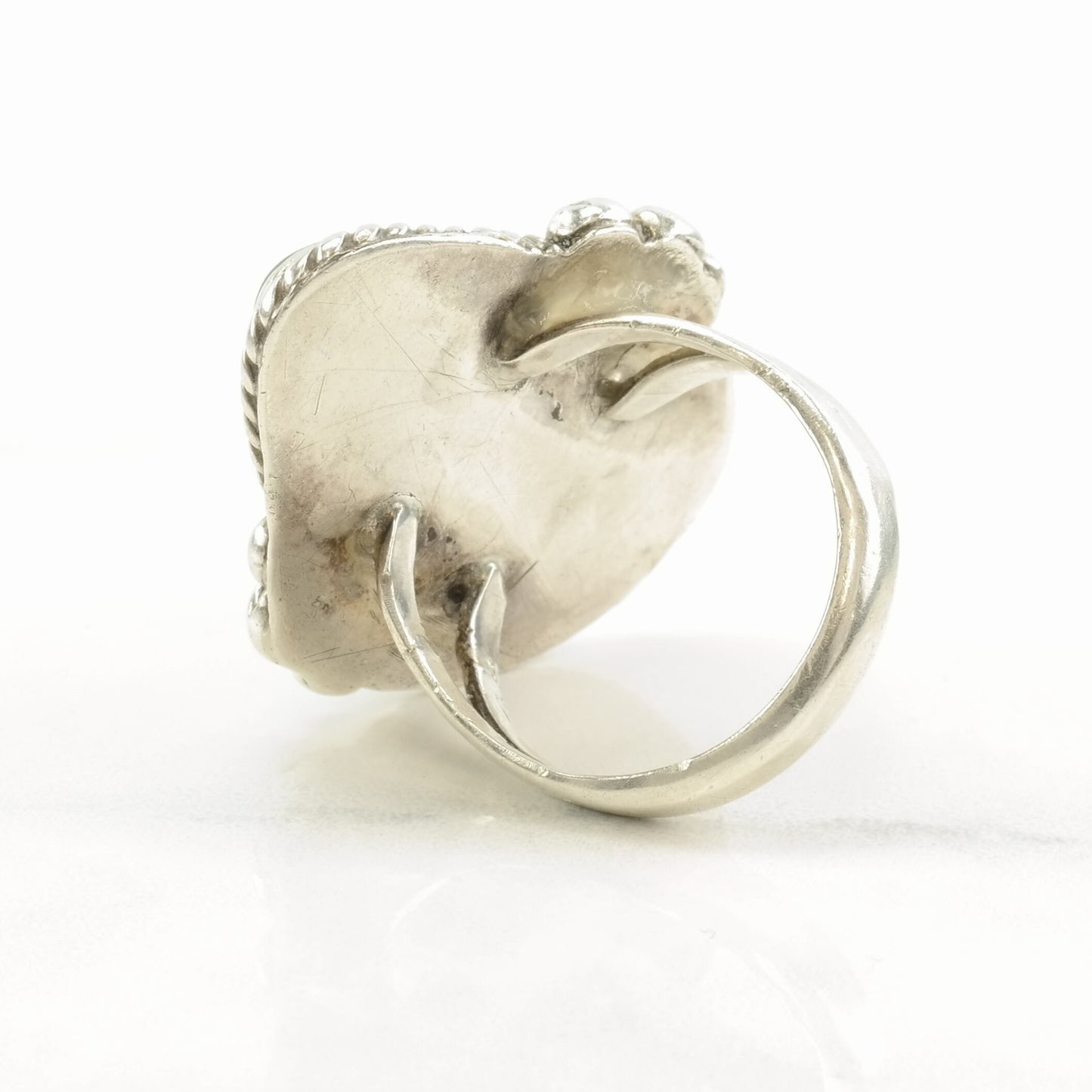 Vintage Native American Sterling Silver Green Turquoise Ring, Size 11, 1970s Southwestern Jewelry, Statement Ring