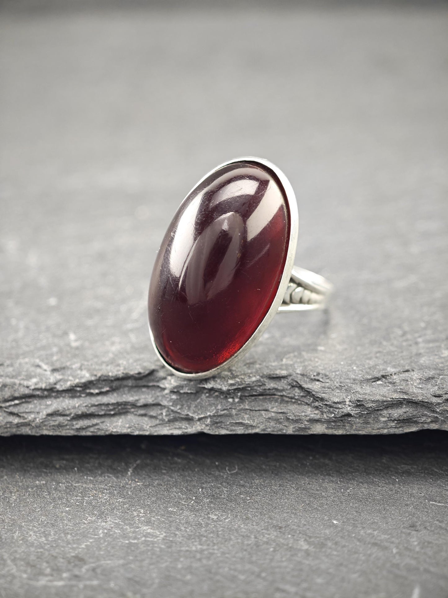 Vintage Art Deco Ring Red Paste Sterling Silver