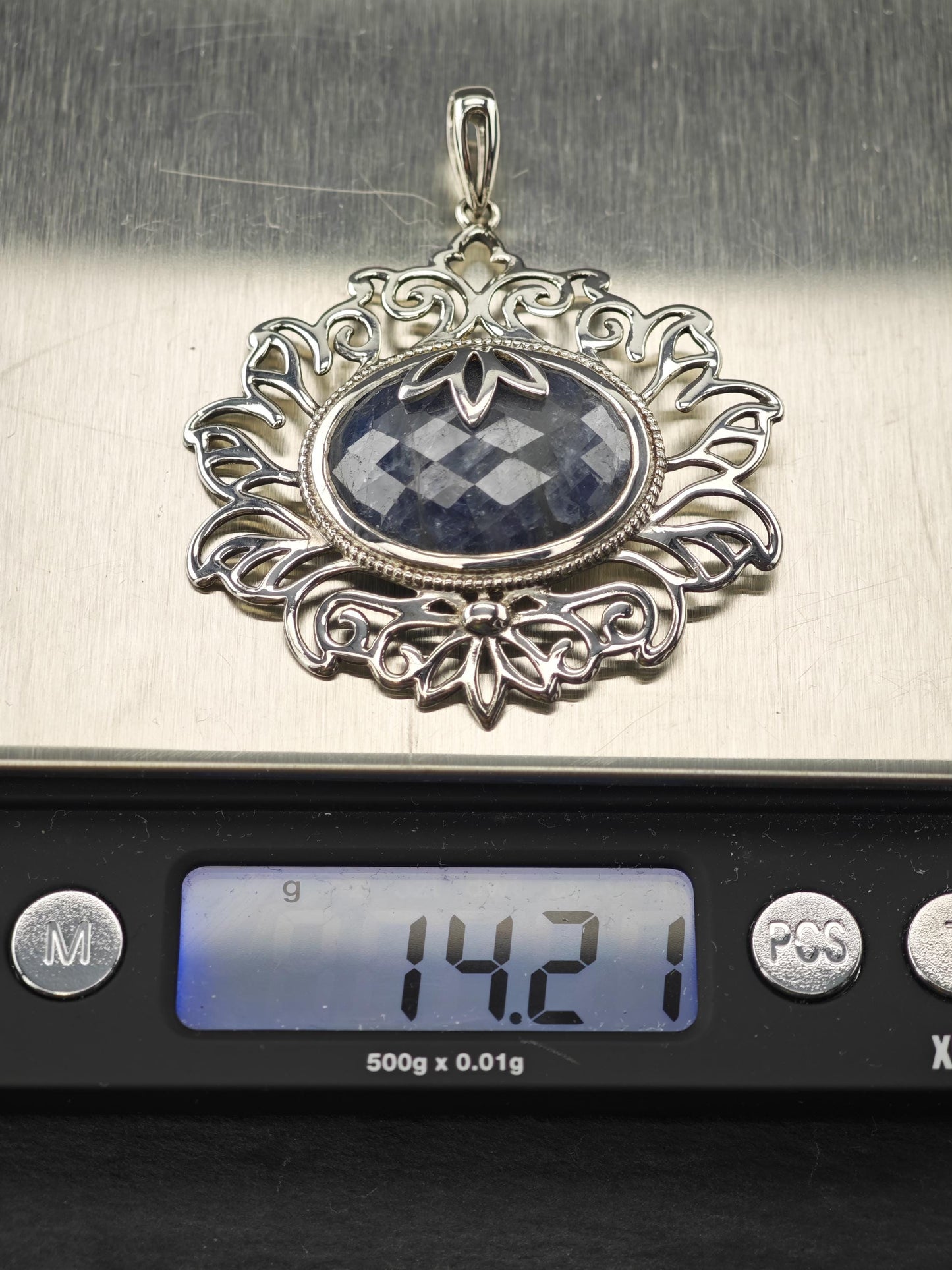 PTI Opaque Sapphire, Sterling Silver Pendant