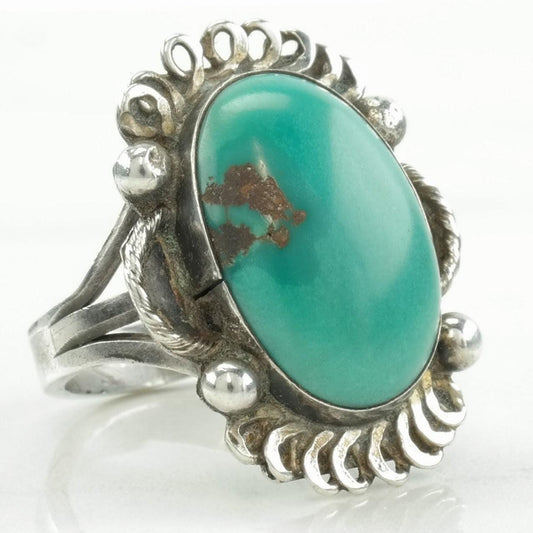 Vintage Native American Silver Ring Turquoise Sterling Size 6 3/4