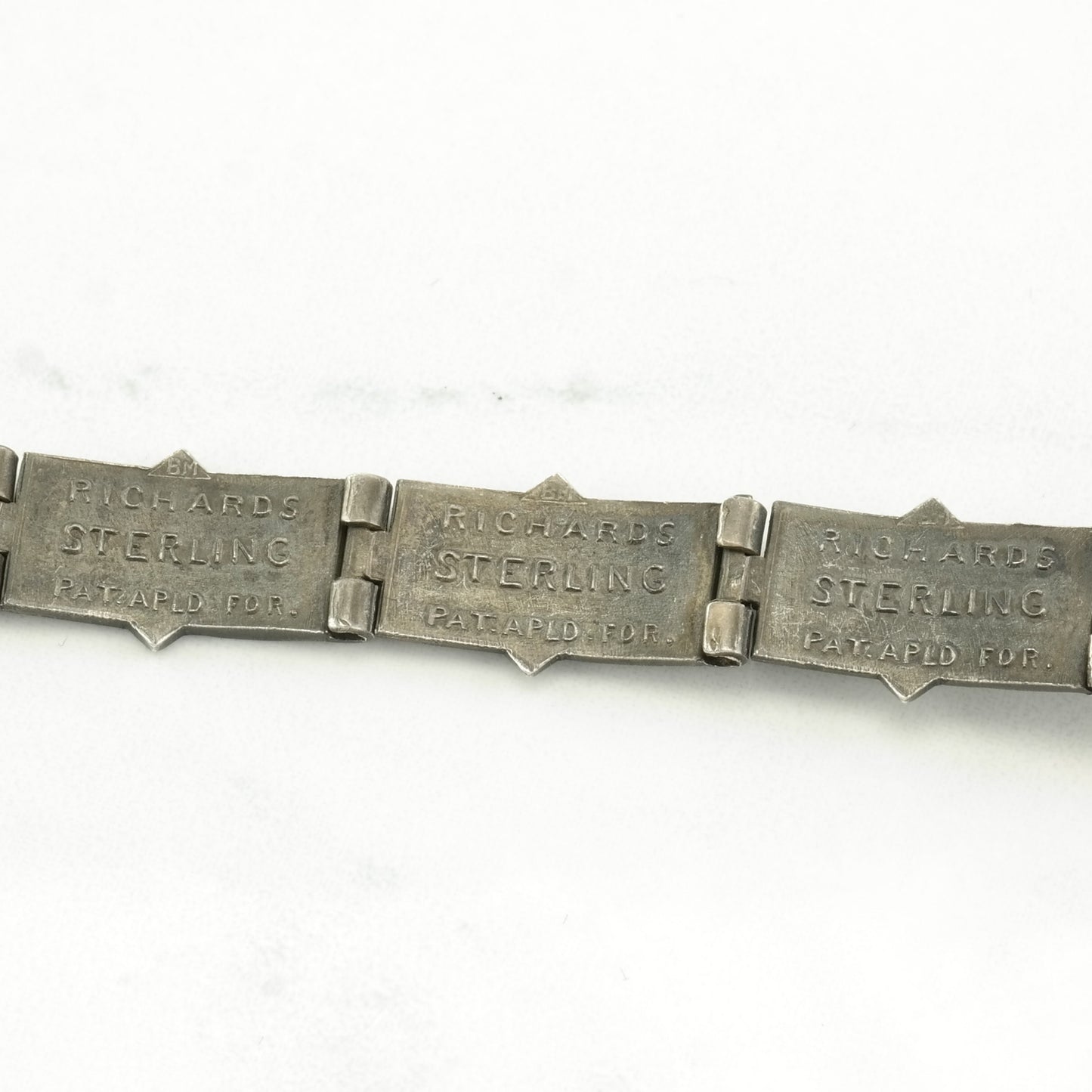 Antique 1915 Sterling Silver Line Bracelet Engraved, Initials Memorial