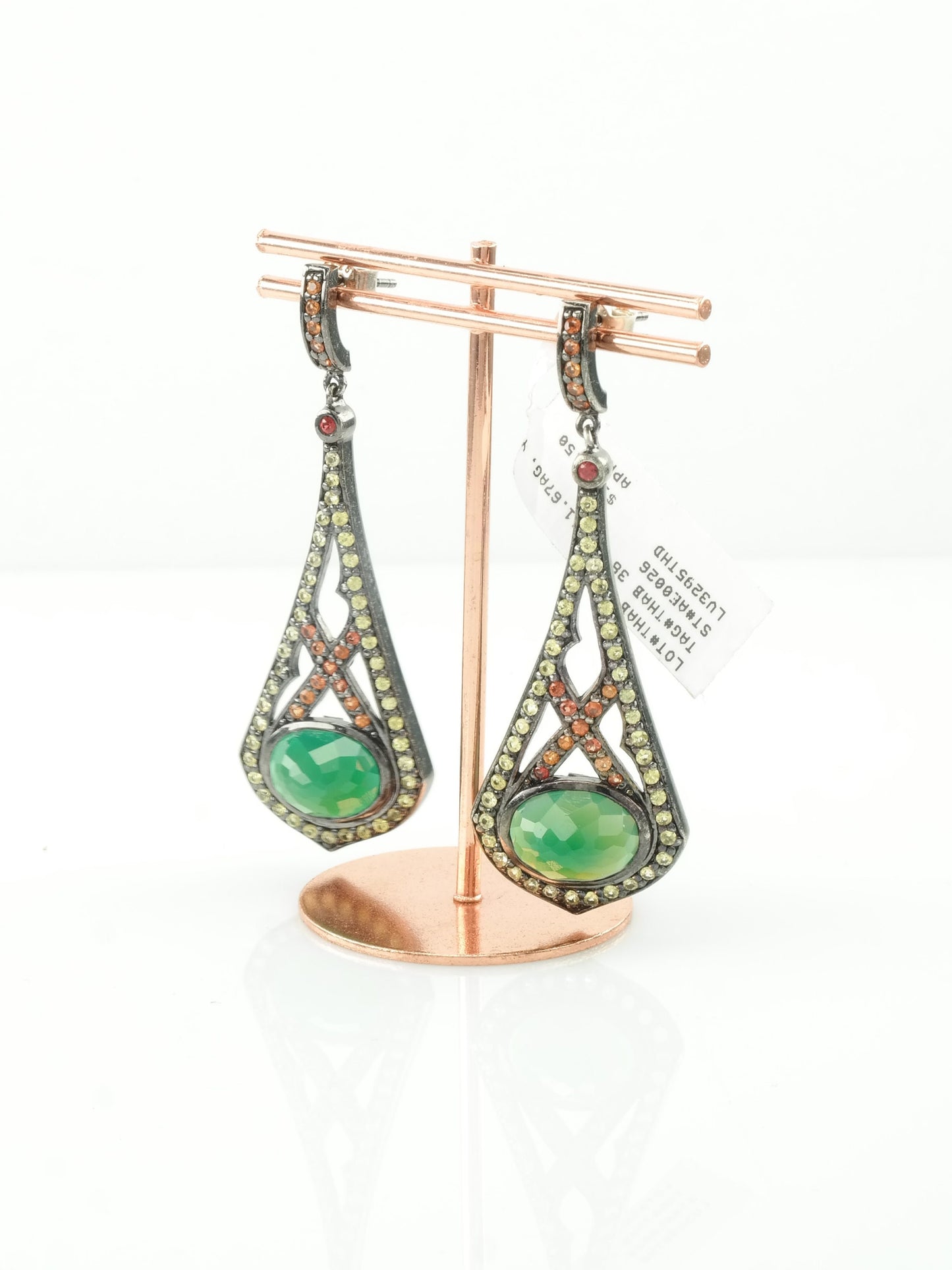 Sterling Silver Green Yellow Orange Red Sapphire Chrysoprase Stud/Dangle Earrings