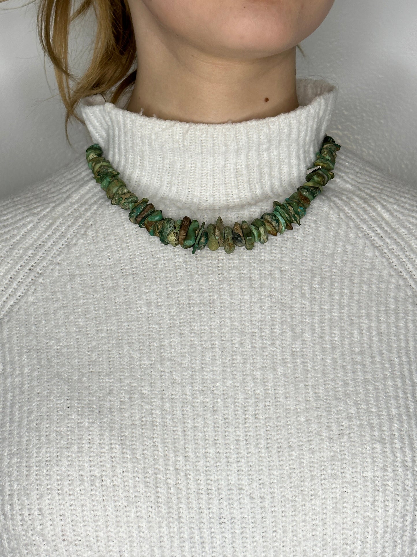 Native American Green Turquoise Heishi Necklace