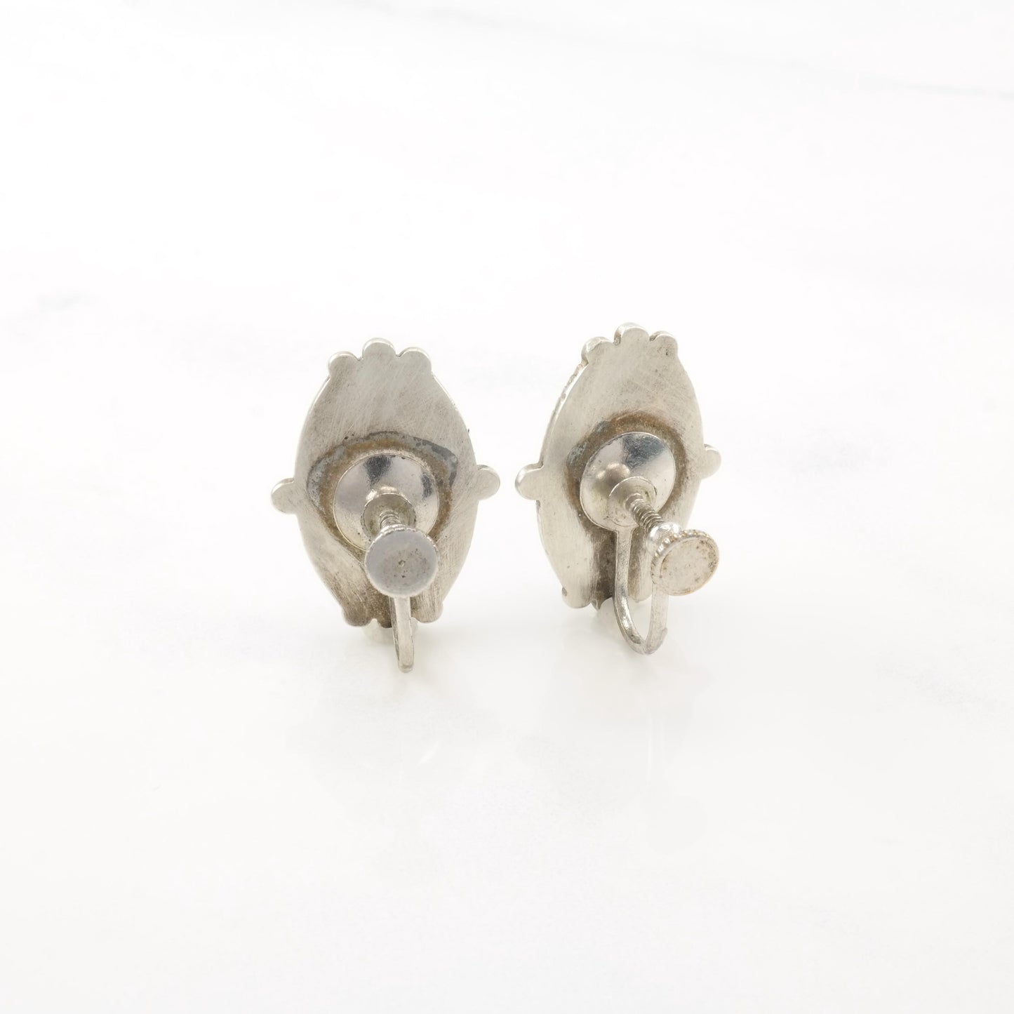 Choice of Vintage Native American Blue Turquoise Antique, Sterling Silver Screw Back Earrings