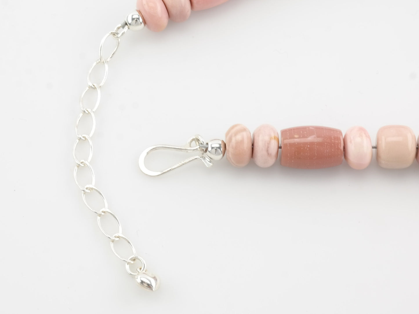 Vintage DTR Sterling Silver Pink Agate Beaded Necklace