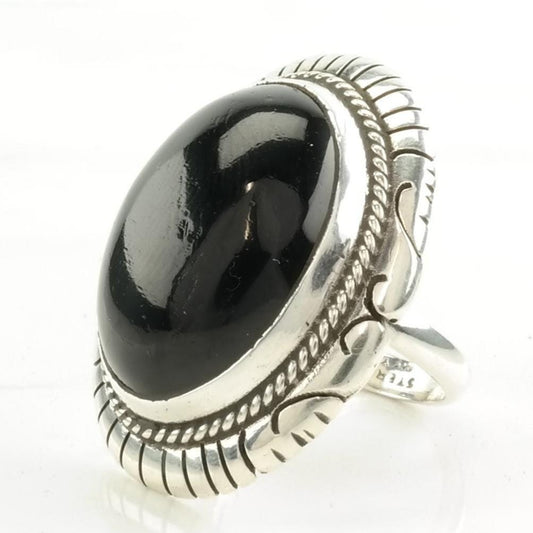 Vintage Native American Silver Ring Onyx Sterling Black Size 7
