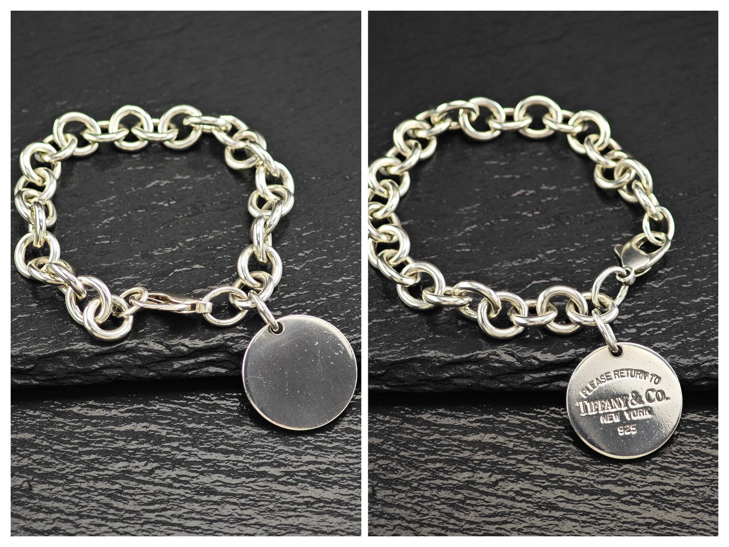 Choice of Vintage Tiffany Curb Link Tag Bracelets Sterling Silver BR2955