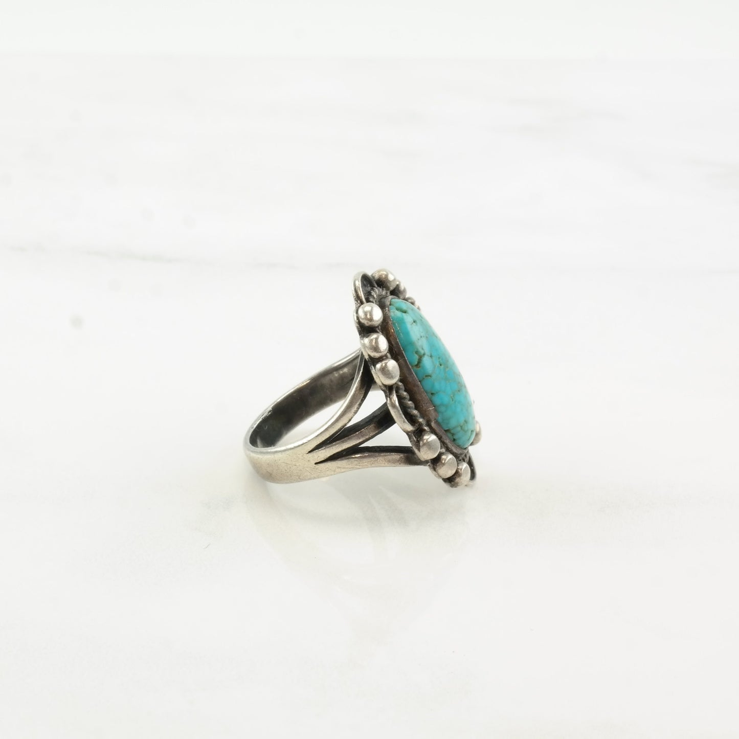 Vintage Fred Harvey Era Silver Ring Turquoise Sterling Size 6