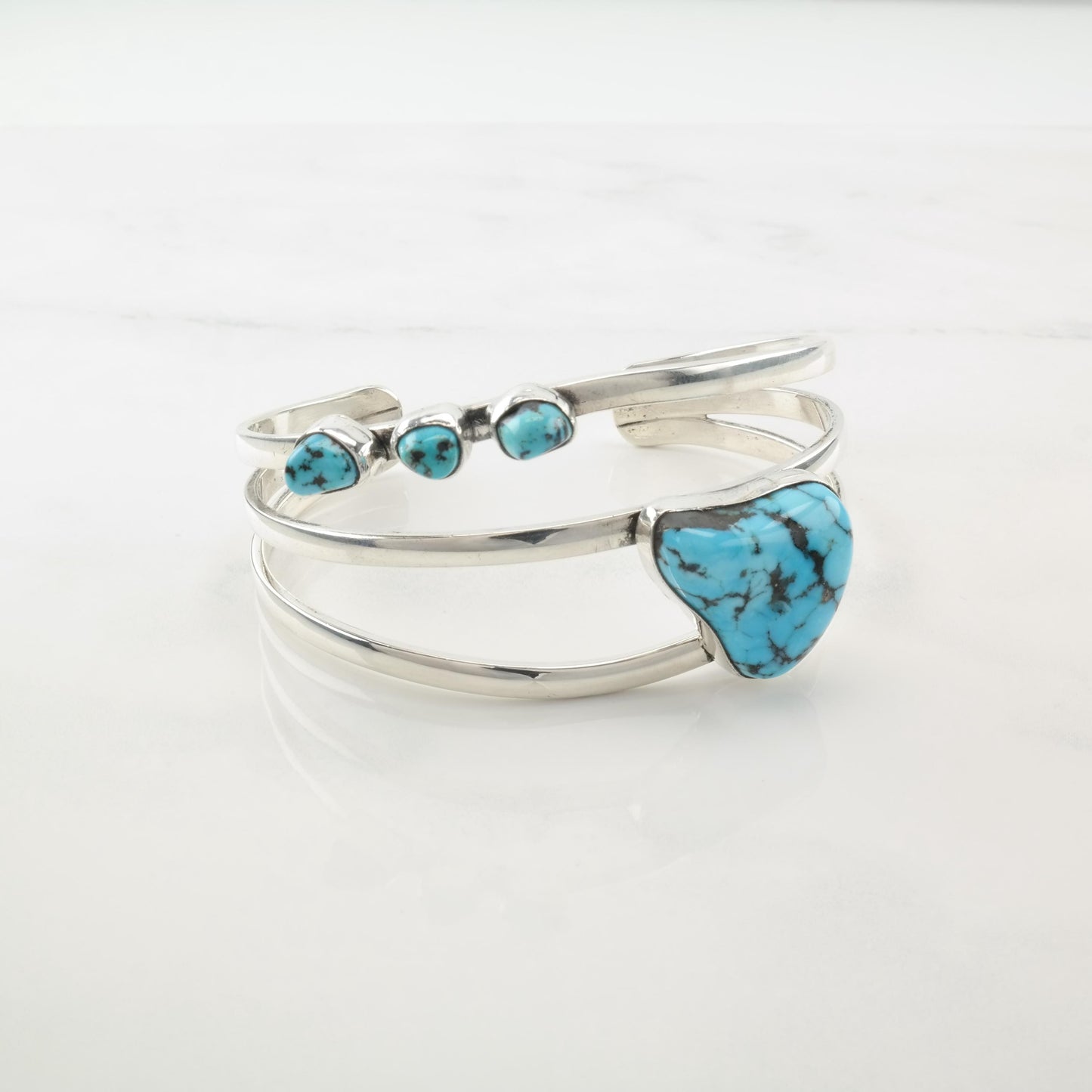 Southwest Kingman Turquoise Cuff Bracelet Sterling Silver Modernist