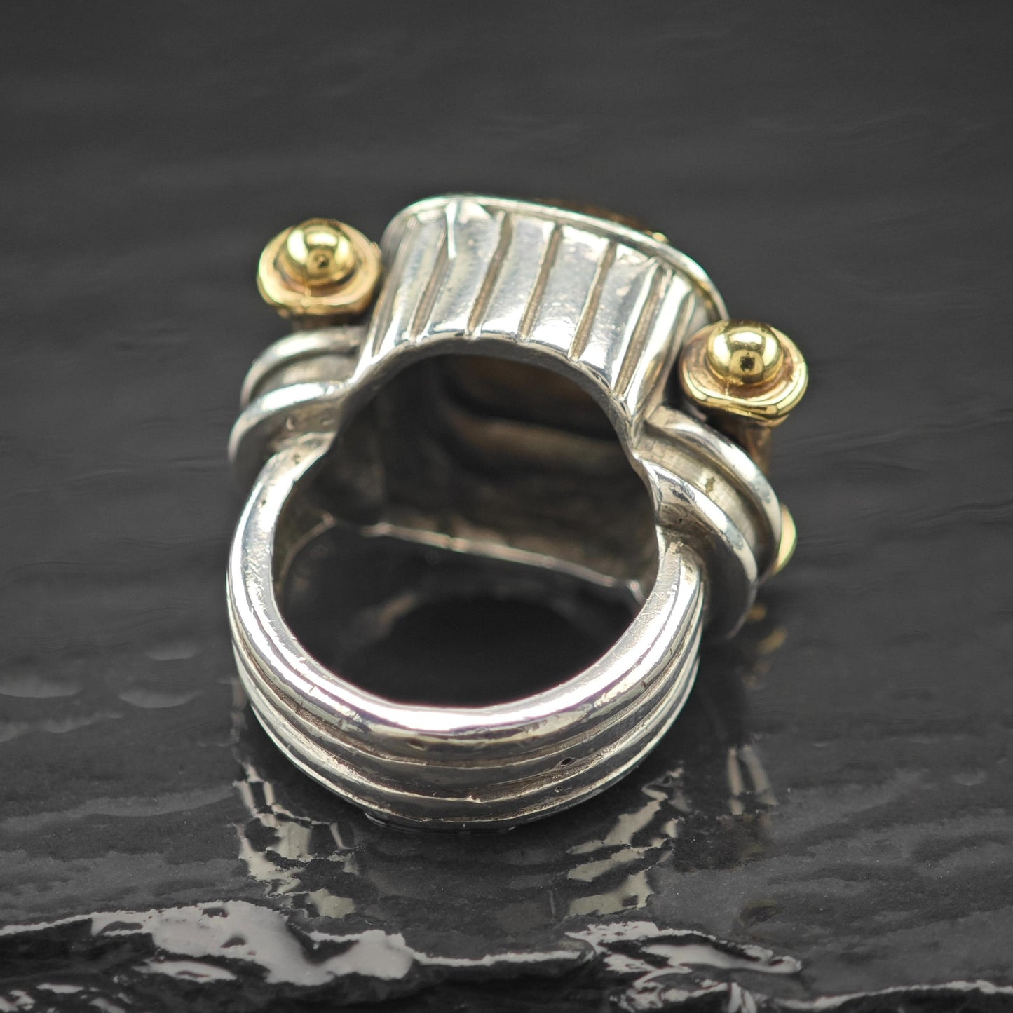 Dian Malouf Dome 14K Gold Accent Ring Sterling Silver