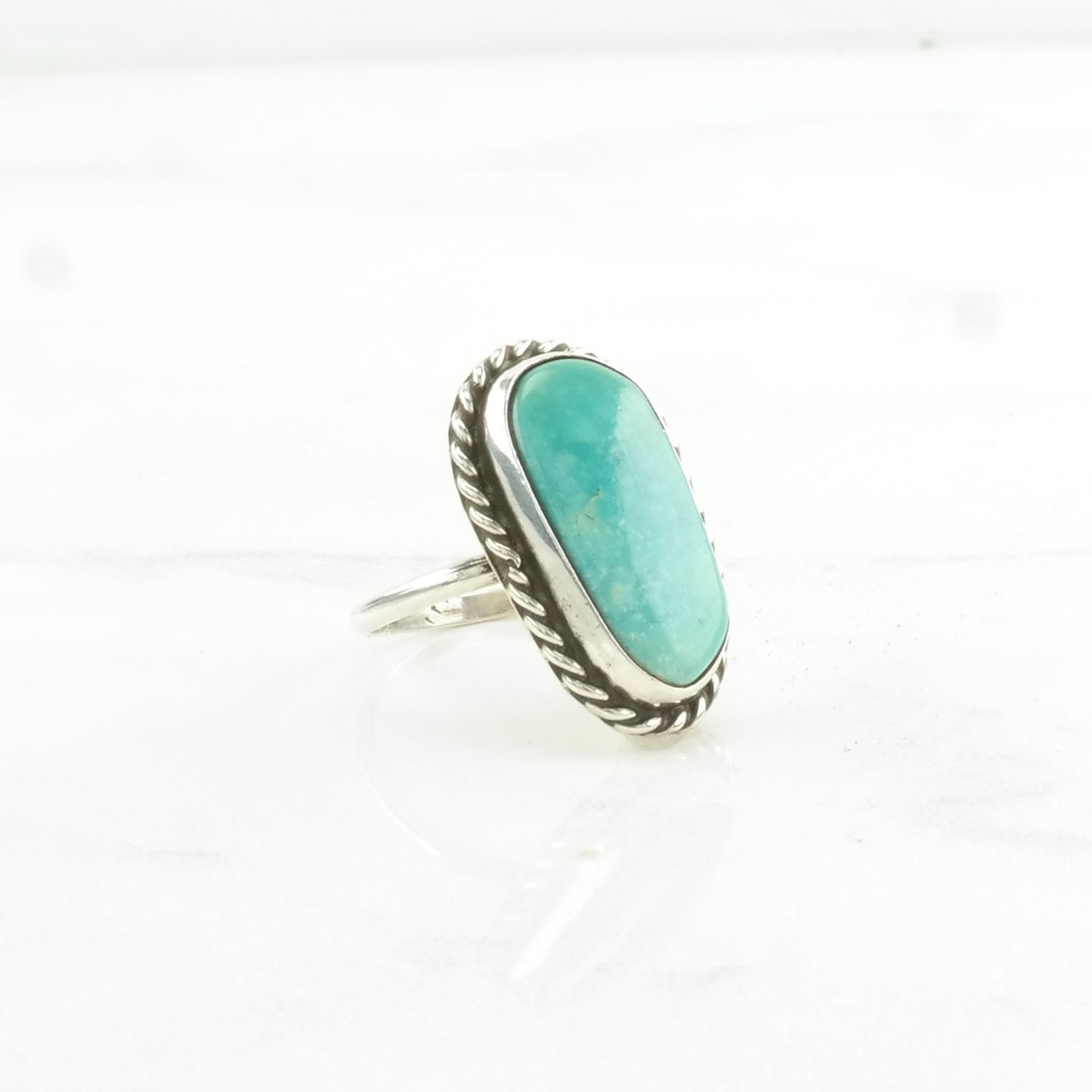 Vintage Sterling Silver Ring Turquoise Light Blue Size 6