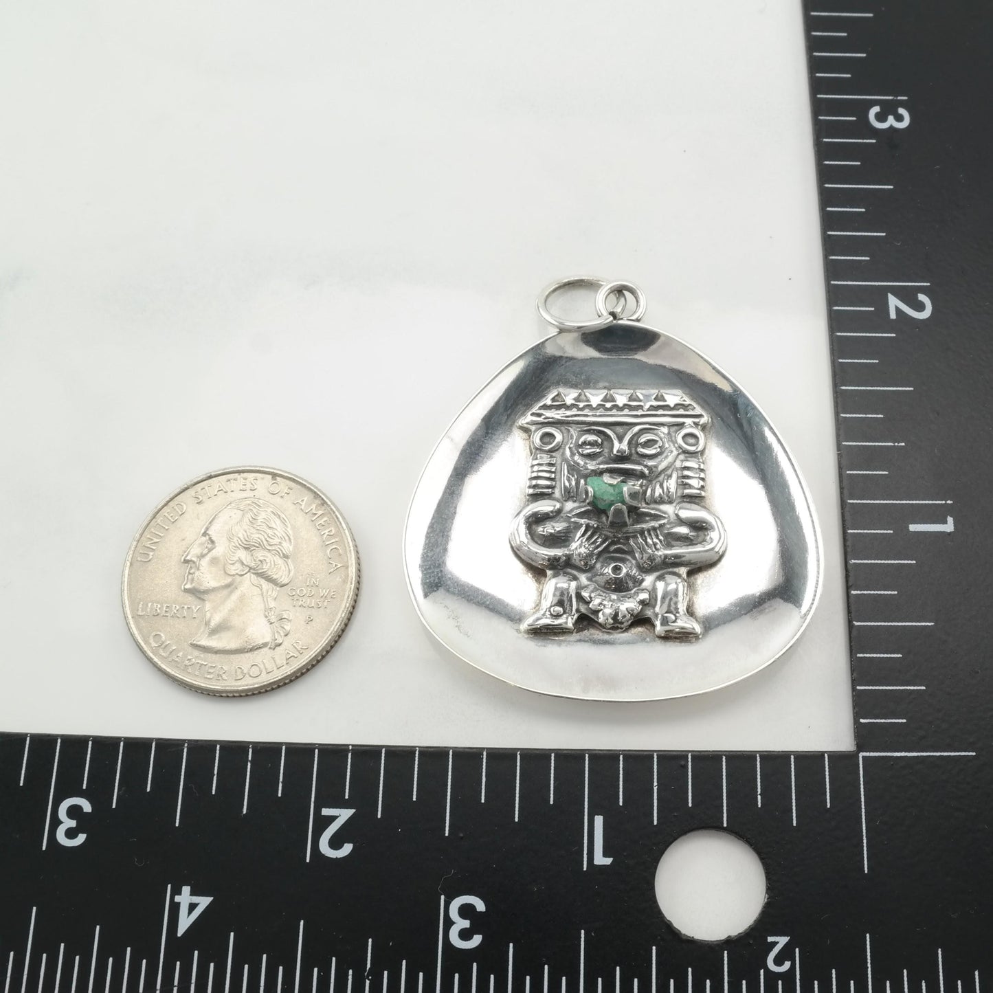 Vintage Emerald Sterling Silver Pendant
