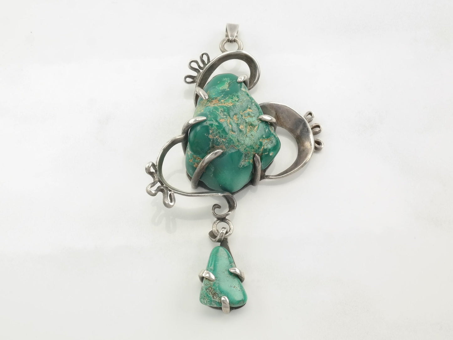 Vintage Turquoise Abstract Sterling Silver Pendant