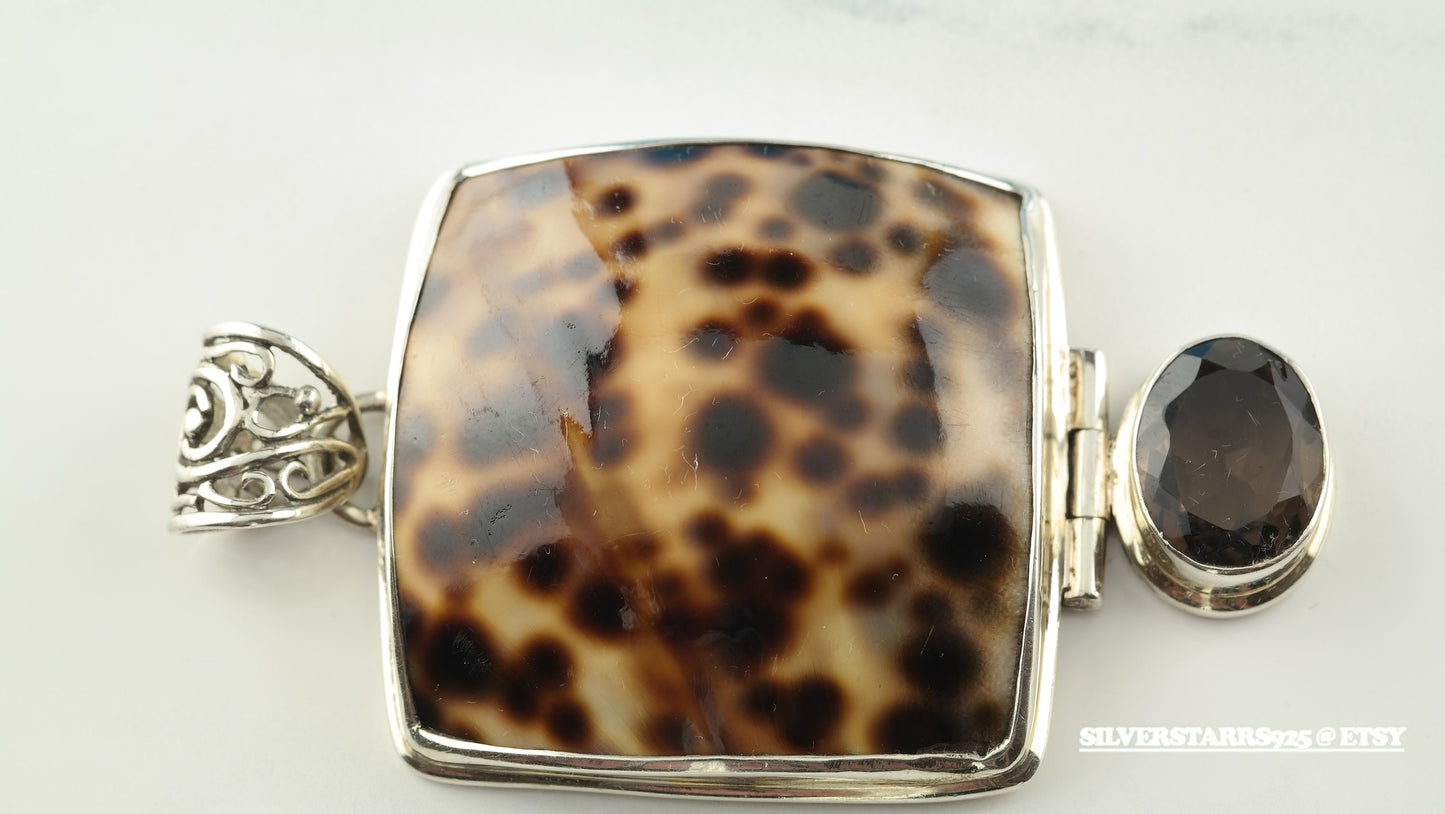 Vintage Shell, Quartz Sterling Silver Pendant