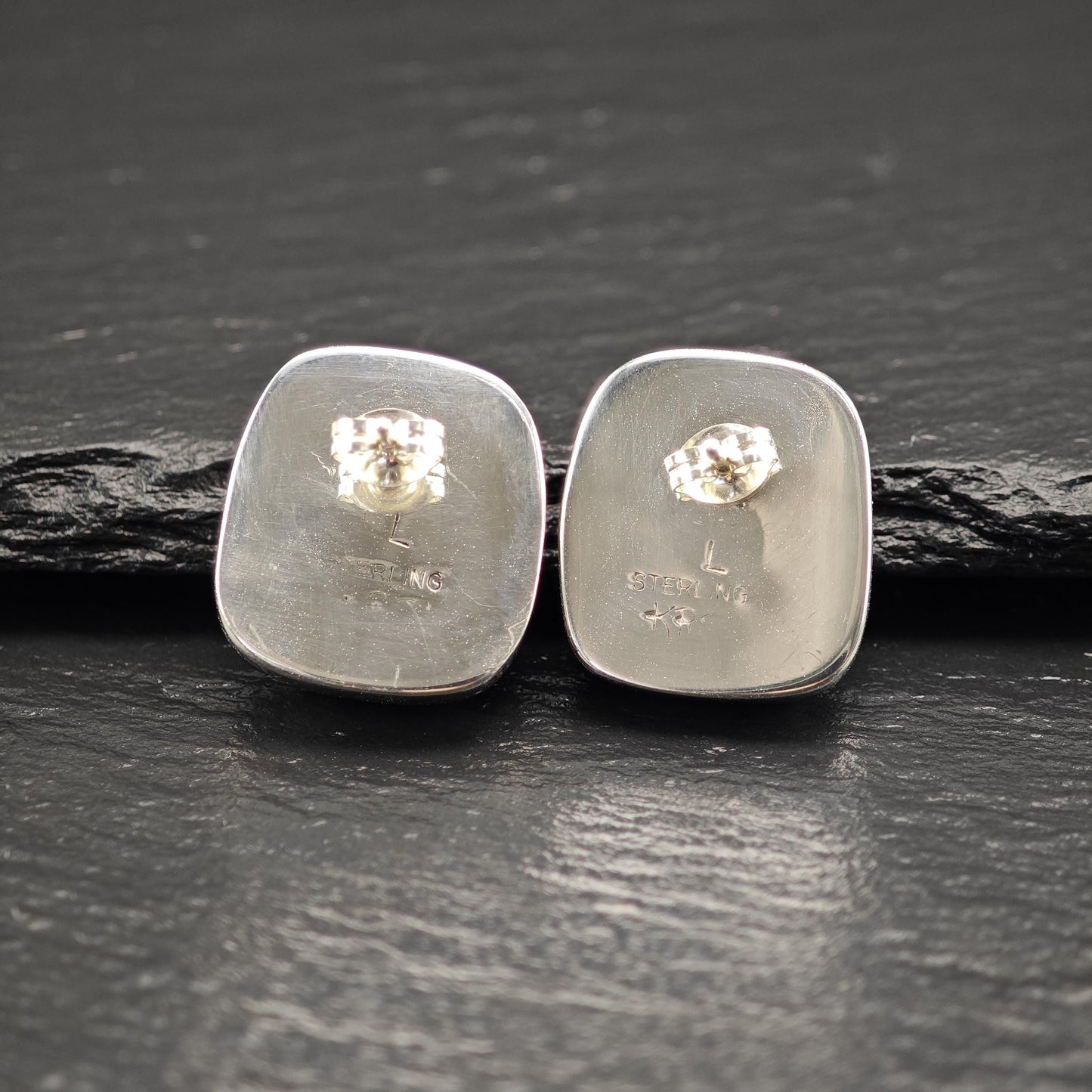 Peyote Bird Multi-color White Buffalo Stud Earrings Sterling Silver