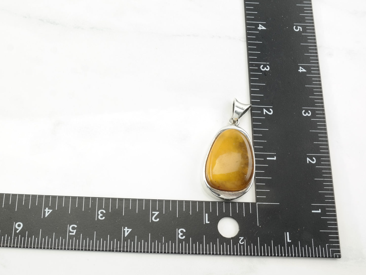 Vintage Boho Amber Sterling Silver Pendant