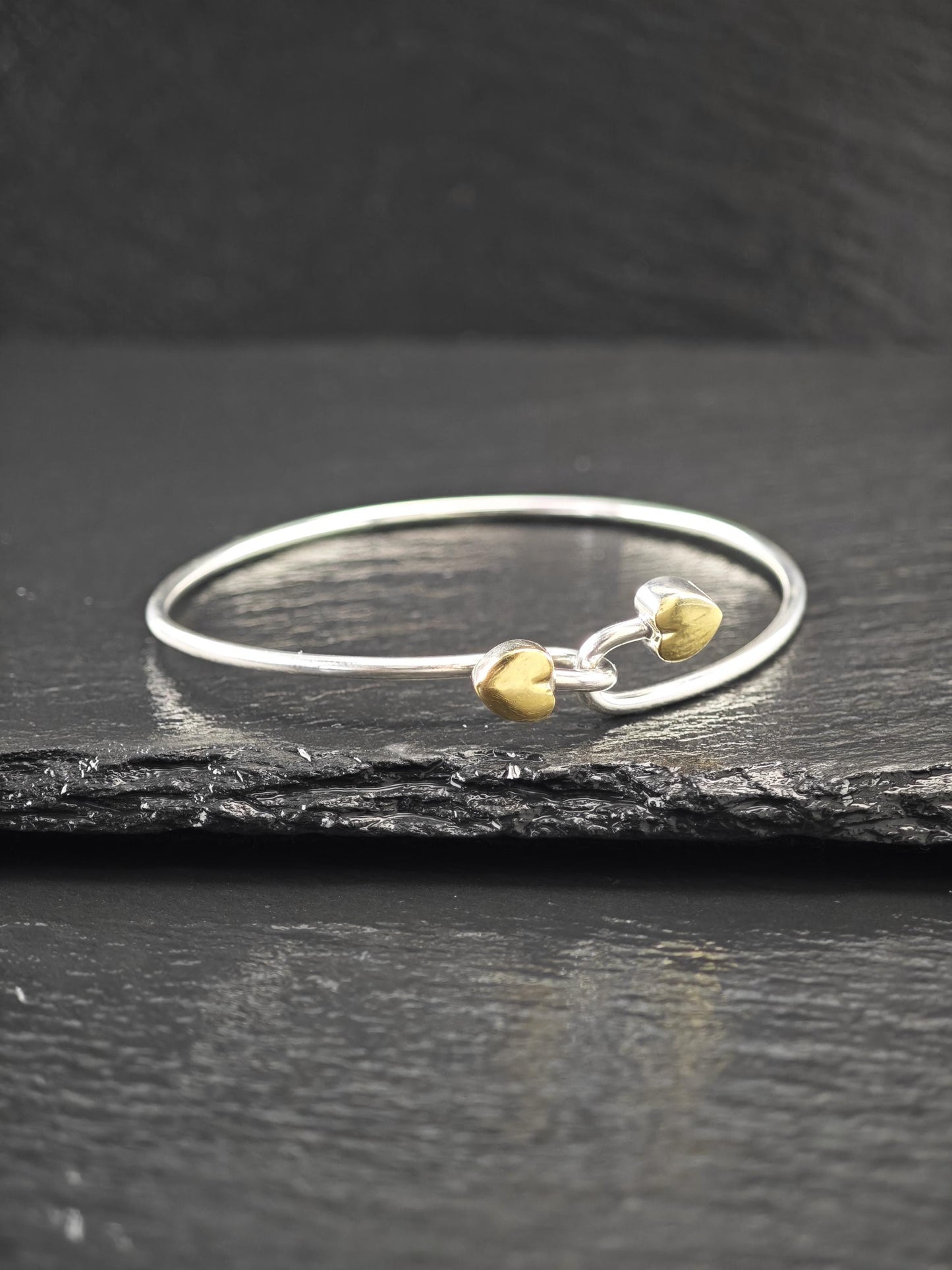 Tiffany & Co. 18K Gold, Heart Bangle Bracelet Sterling Silver
