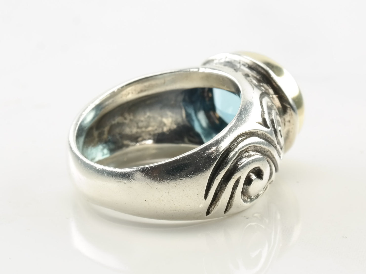 Vintage Sterling Silver Ring Topaz Gold Accent Size 6 3/4