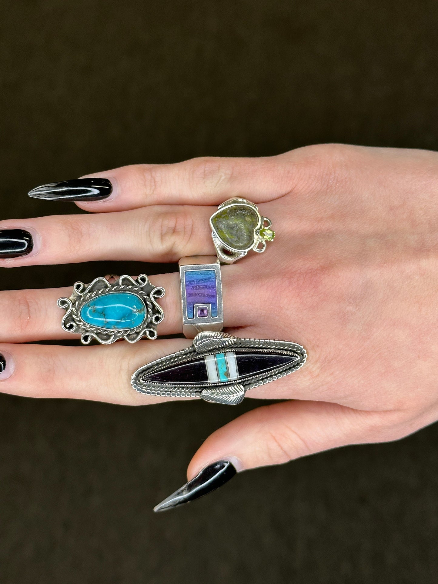 Vintage Southwest Silver Ring Turquoise Size 8 1/4