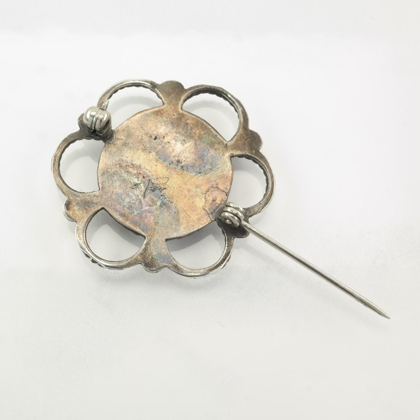 Native American Turquoise Brooch Floral Sterling Silver