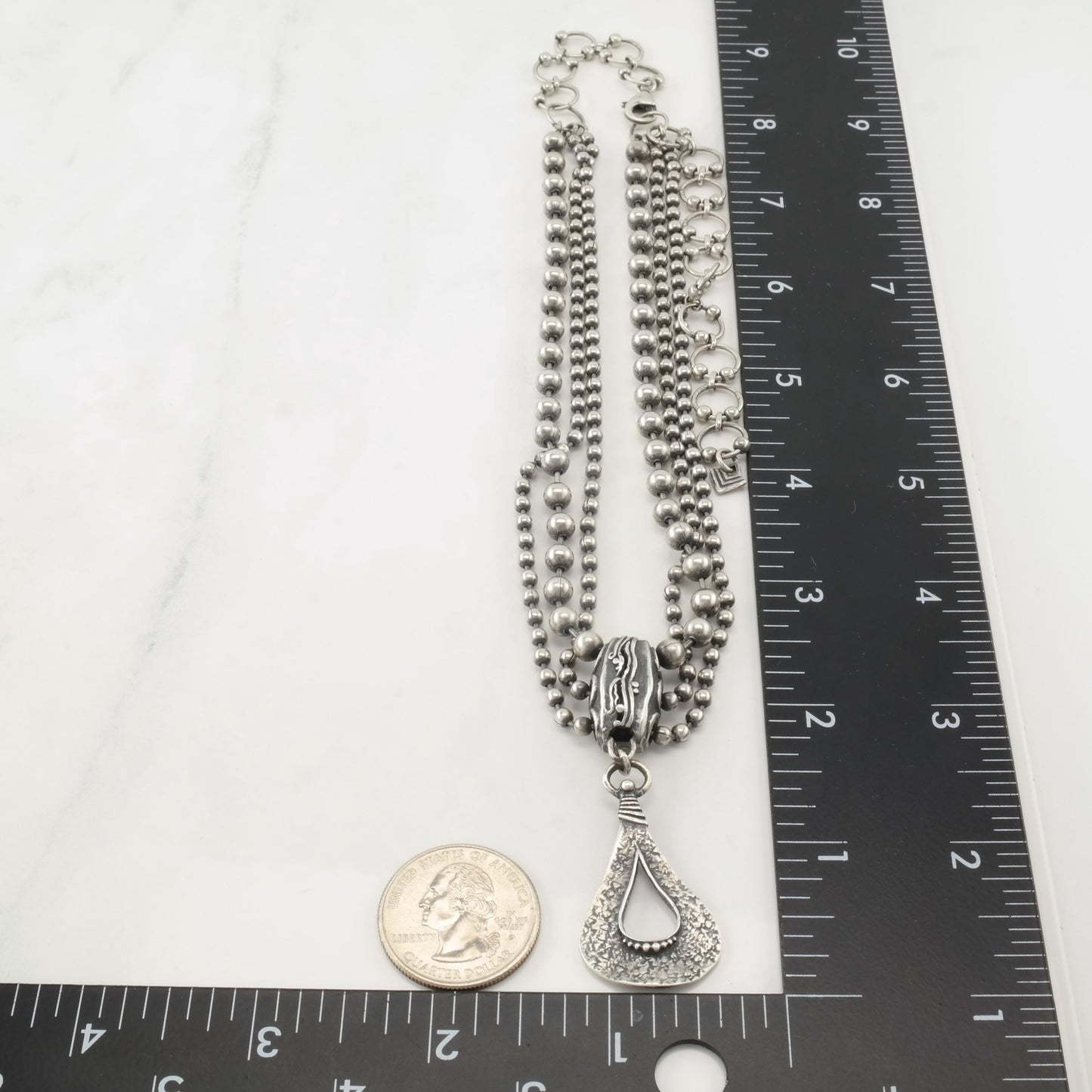 Vintage Silpada Oxidized, Sterling Silver 3 Strand Necklace N2380