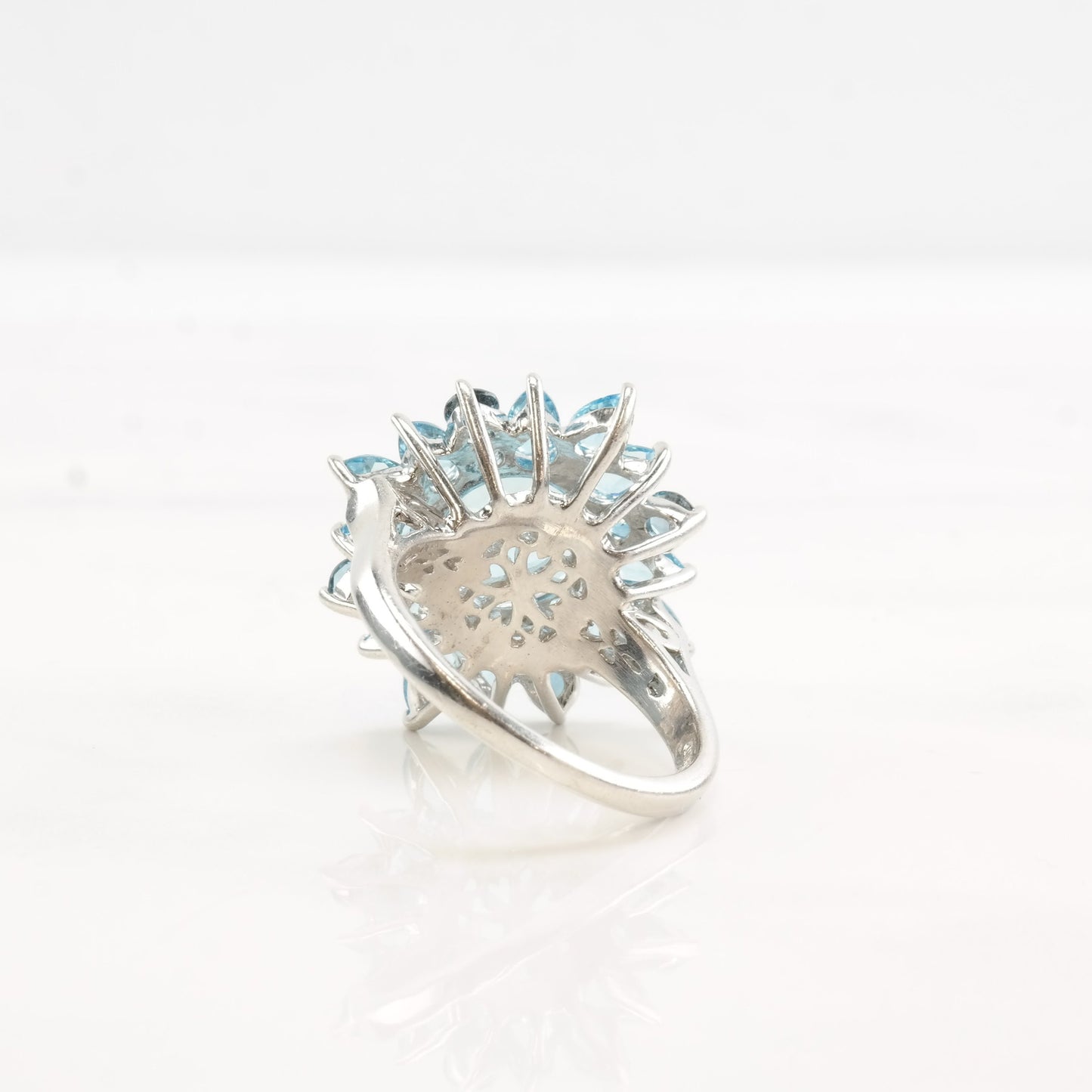 Vintage Sterling Silver Ring Topaz Flower Size 6