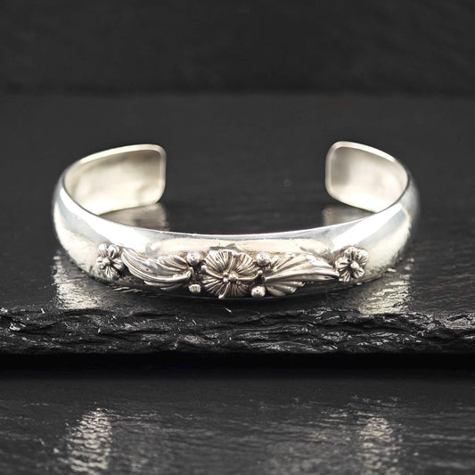 Carol Felley Floral Cuff Bracelet Sterling Silver, Stackable